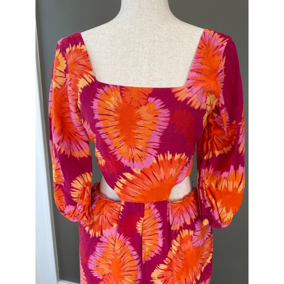 Farm Rio Tie Back Side Cut Printed Linen Jumpsuit - Size Small - Picture 7 of 16